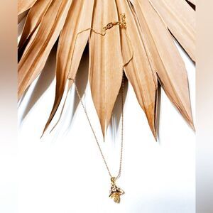 Gold mushroom necklace #915